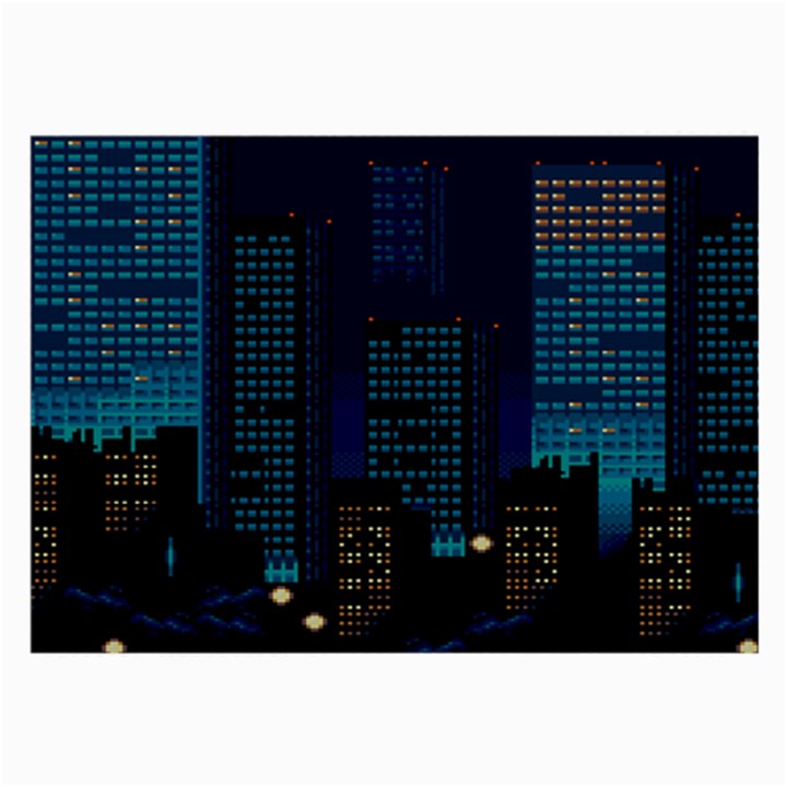 Pixel Art Night City Japan Large Glasses Cloth