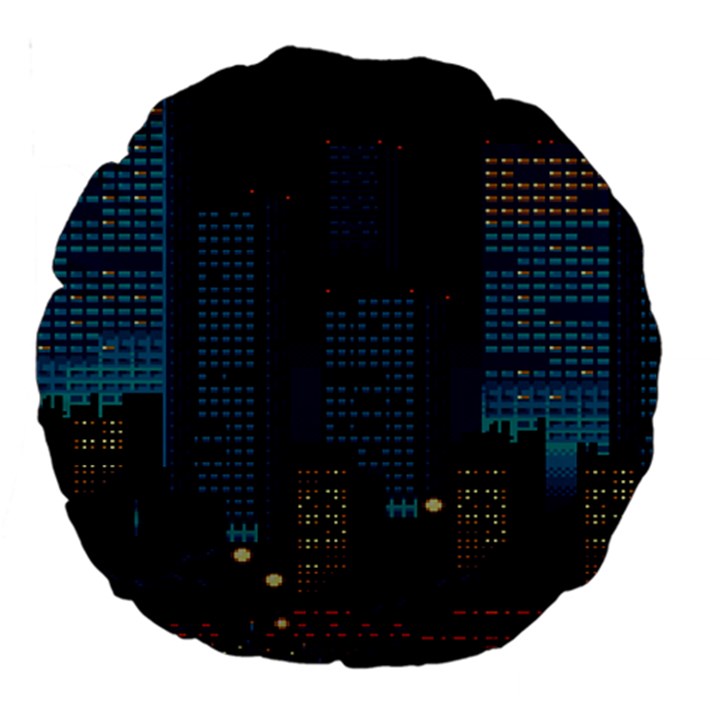 Pixel Art Night City Japan Large 18  Premium Round Cushions