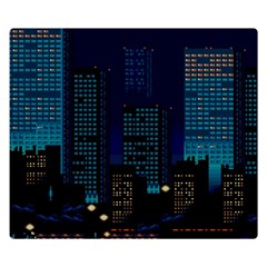 Pixel Art Night City Japan Two Sides Premium Plush Fleece Blanket (small) by Sarkoni