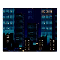 Pixel Art Night City Japan Two Sides Premium Plush Fleece Blanket (large) by Sarkoni