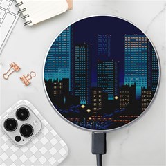 Pixel Art Night City Japan Wireless Fast Charger(white) by Sarkoni