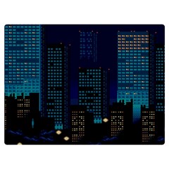 Pixel Art Night City Japan Two Sides Premium Plush Fleece Blanket (extra Small) by Sarkoni