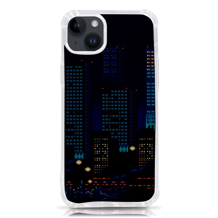 Pixel Art Night City Japan iPhone 14 Plus TPU UV Print Case