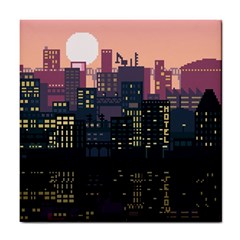 Pixel Art City Tile Coaster by Sarkoni