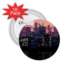 Pixel Art City 2 25  Buttons (10 Pack)  by Sarkoni