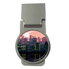 Pixel Art City Money Clips (round)  by Sarkoni