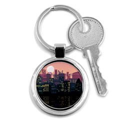 Pixel Art City Key Chain (round) by Sarkoni