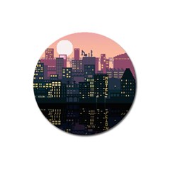 Pixel Art City Magnet 3  (round) by Sarkoni