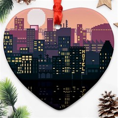 Pixel Art City Heart Ornament (two Sides) by Sarkoni