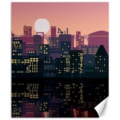 Pixel Art City Canvas 8  X 10  by Sarkoni