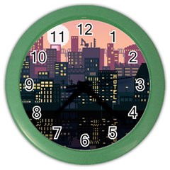 Pixel Art City Color Wall Clock by Sarkoni