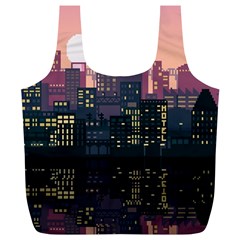 Pixel Art City Full Print Recycle Bag (xl) by Sarkoni