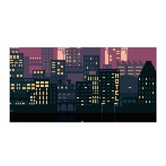 Pixel Art City Satin Wrap 35  X 70  by Sarkoni