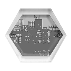 Pixel Art City Hexagon Wood Jewelry Box by Sarkoni