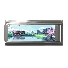 Japanese Themed Pixel Art The Urban And Rural Side Of Japan Superlink Italian Charm (9mm) by Sarkoni