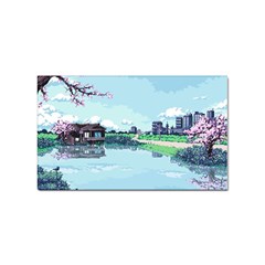 Japanese Themed Pixel Art The Urban And Rural Side Of Japan Sticker (rectangular) by Sarkoni