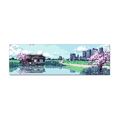 Japanese Themed Pixel Art The Urban And Rural Side Of Japan Sticker (bumper) by Sarkoni