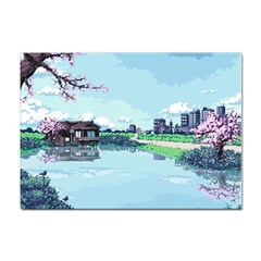 Japanese Themed Pixel Art The Urban And Rural Side Of Japan Sticker A4 (100 Pack) by Sarkoni