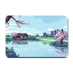 Japanese Themed Pixel Art The Urban And Rural Side Of Japan Small Doormat by Sarkoni