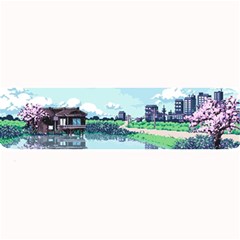 Japanese Themed Pixel Art The Urban And Rural Side Of Japan Large Bar Mat by Sarkoni