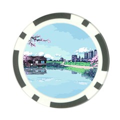 Japanese Themed Pixel Art The Urban And Rural Side Of Japan Poker Chip Card Guard (10 Pack) by Sarkoni