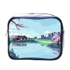 Japanese Themed Pixel Art The Urban And Rural Side Of Japan Mini Toiletries Bag (one Side) by Sarkoni