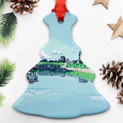 Japanese Themed Pixel Art The Urban And Rural Side Of Japan Christmas Tree Ornament (two Sides) by Sarkoni