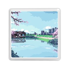 Japanese Themed Pixel Art The Urban And Rural Side Of Japan Memory Card Reader (square) by Sarkoni