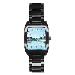 Japanese Themed Pixel Art The Urban And Rural Side Of Japan Stainless Steel Barrel Watch by Sarkoni