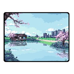 Japanese Themed Pixel Art The Urban And Rural Side Of Japan Two Sides Fleece Blanket (small) by Sarkoni