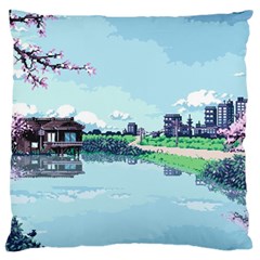 Japanese Themed Pixel Art The Urban And Rural Side Of Japan Standard Premium Plush Fleece Cushion Case (one Side) by Sarkoni