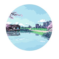 Japanese Themed Pixel Art The Urban And Rural Side Of Japan Mini Round Pill Box (pack Of 3) by Sarkoni