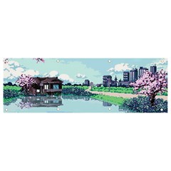 Japanese Themed Pixel Art The Urban And Rural Side Of Japan Banner And Sign 9  X 3  by Sarkoni