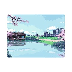 Japanese Themed Pixel Art The Urban And Rural Side Of Japan Premium Plush Fleece Blanket (mini) by Sarkoni