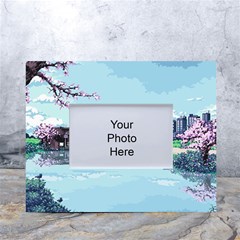 Japanese Themed Pixel Art The Urban And Rural Side Of Japan White Tabletop Photo Frame 4 x6  by Sarkoni