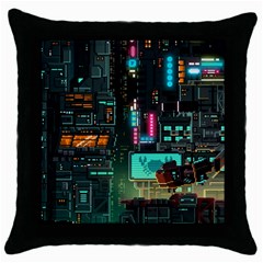 Video Game Pixel Art Throw Pillow Case (black) by Sarkoni