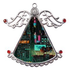 Video Game Pixel Art Metal Angel With Crystal Ornament