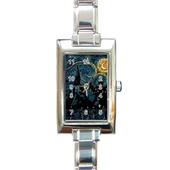 Hogwarts Starry Night Van Gogh Rectangle Italian Charm Watch by Sarkoni