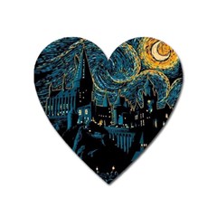 Hogwarts Starry Night Van Gogh Heart Magnet by Sarkoni