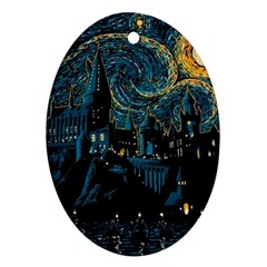 Hogwarts Starry Night Van Gogh Oval Ornament (two Sides) by Sarkoni