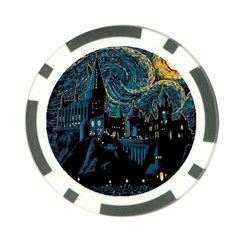 Hogwarts Starry Night Van Gogh Poker Chip Card Guard by Sarkoni