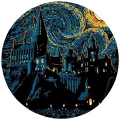 Hogwarts Starry Night Van Gogh Wooden Puzzle Round by Sarkoni