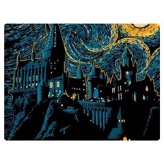 Hogwarts Starry Night Van Gogh Two Sides Premium Plush Fleece Blanket (extra Small) by Sarkoni