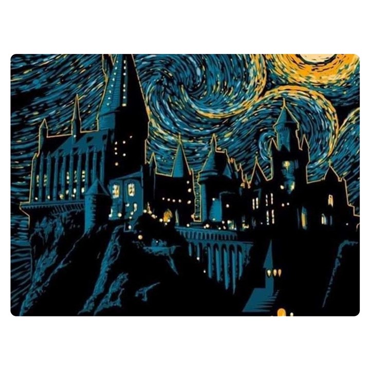 Hogwarts Starry Night Van Gogh Two Sides Premium Plush Fleece Blanket (Extra Small)