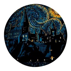 Hogwarts Starry Night Van Gogh Round Glass Fridge Magnet (4 Pack)