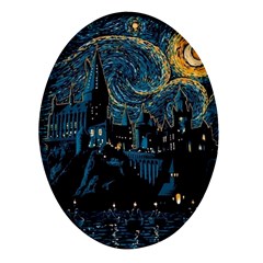 Hogwarts Starry Night Van Gogh Oval Glass Fridge Magnet (4 Pack)