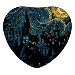 Hogwarts Starry Night Van Gogh Heart Glass Fridge Magnet (4 pack) Front