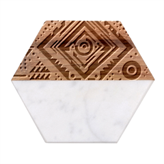 Tribal Pattern Marble Wood Coaster (hexagon)  by Sobalvarro