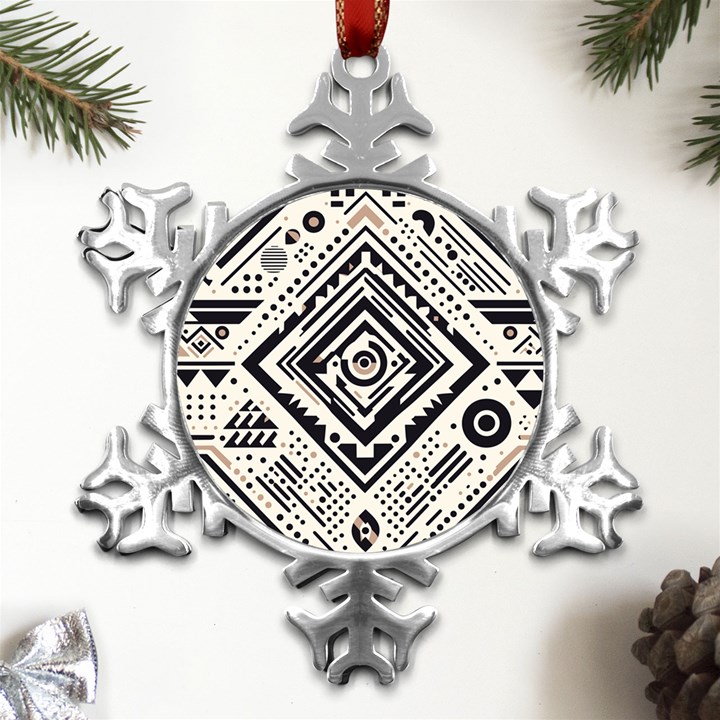 Tribal Pattern Metal Small Snowflake Ornament