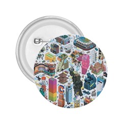 City Pattern Pixel Art Japan 2 25  Buttons by Sarkoni